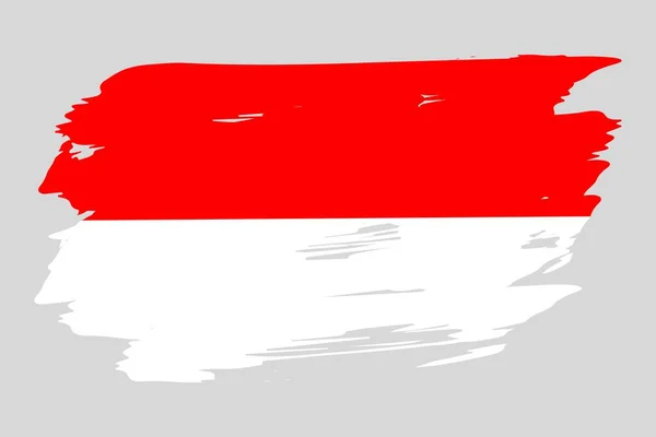 Endonezya Bayrağı Fırça Darbesiyle Boyanmış Soyut Kavram Ulusal Bayrak Grunge — Stok Vektör