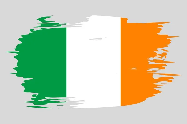 Irská Vlajka Malovaná Tahem Štětcem Abstraktní Koncept Národní Vlajka Grunge — Stockový vektor