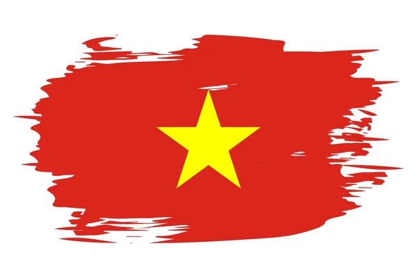 Vietnams Flagga Målad Med Penseldrag Abstrakt Begrepp Nationell Flagga Grunge — Stock vektor