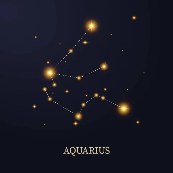 Zodiac Constellation Aquarius Dark Background Stars Vector Illustration — Stock Vector
