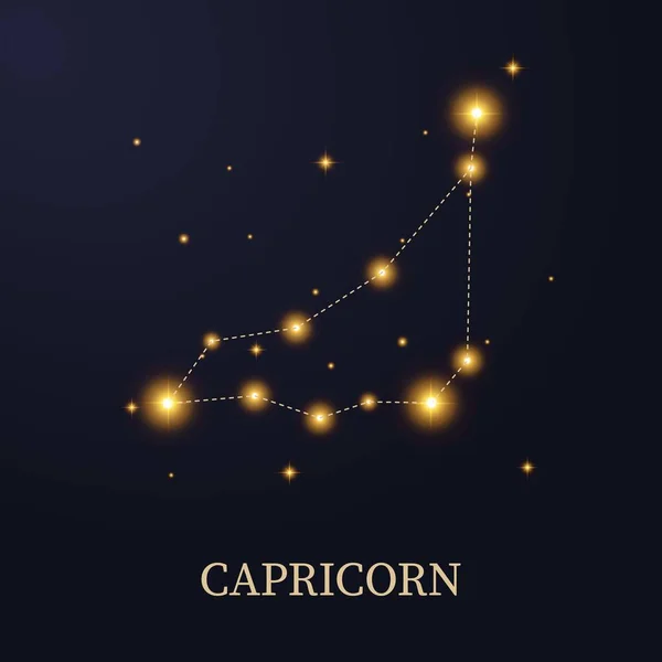 Constelación Del Zodíaco Capricornio Sobre Fondo Oscuro Con Estrellas Ilustración — Vector de stock