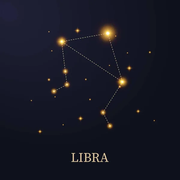 Constelación Del Zodíaco Libra Sobre Fondo Oscuro Con Estrellas Ilustración — Vector de stock