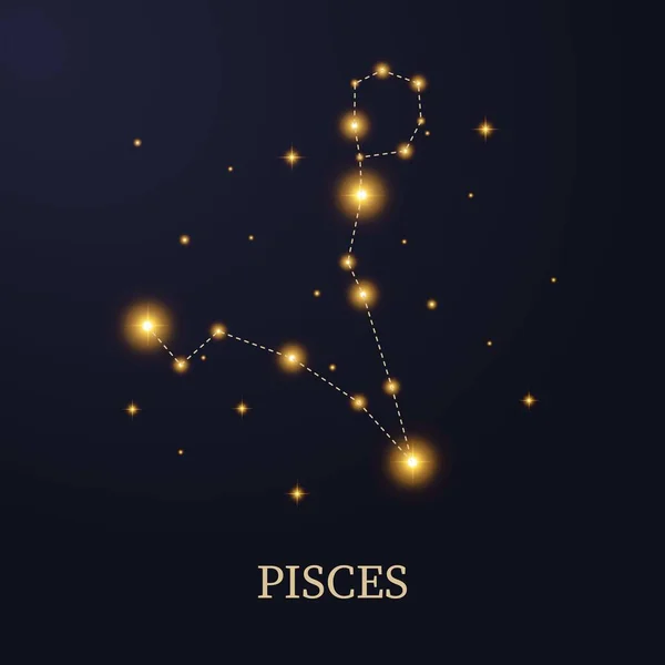 Constelación Del Zodíaco Piscis Sobre Fondo Oscuro Con Estrellas Ilustración — Vector de stock