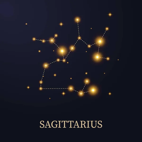 Zodiac Αστερισμός Τοξότης Σκούρο Φόντο Αστέρια Διανυσματική Απεικόνιση — Διανυσματικό Αρχείο