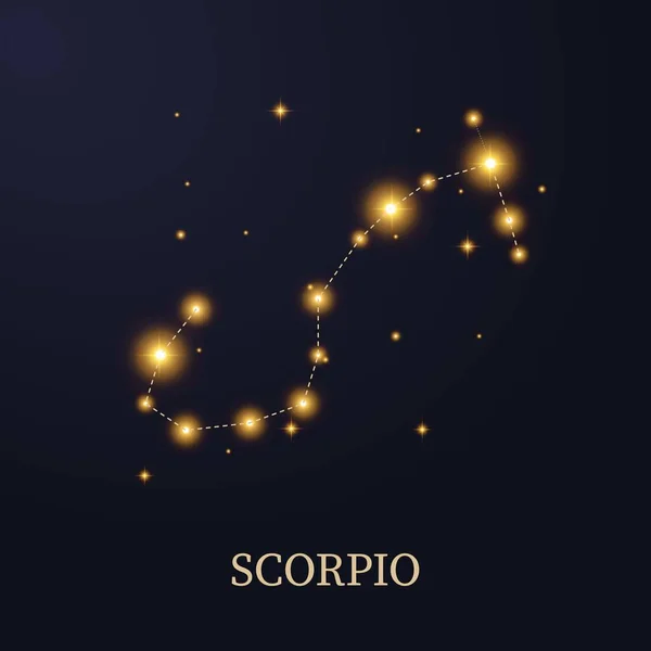 Constelación Del Zodíaco Escorpio Sobre Fondo Oscuro Con Estrellas Ilustración — Vector de stock