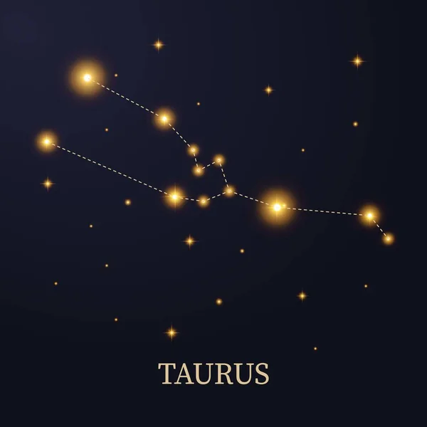 Constelación Del Zodíaco Tauro Sobre Fondo Oscuro Con Estrellas Ilustración — Vector de stock