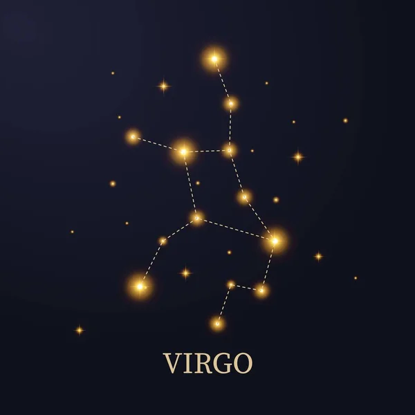 Constellation Zodiaque Vierge Sur Fond Sombre Avec Étoiles Illustration Vectorielle — Image vectorielle
