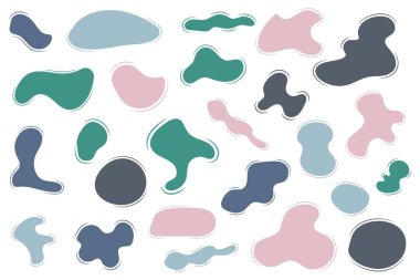 Soyut lekeli şekil. Sıvı şekilli elementler. Modern grafik elementler. Vektör illüstrasyonu