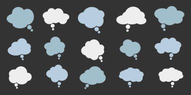 Konuşma balonları ve diyalog çağrıları. Sohbet tasarımları yaratmak için. Vektör illüstrasyonu.