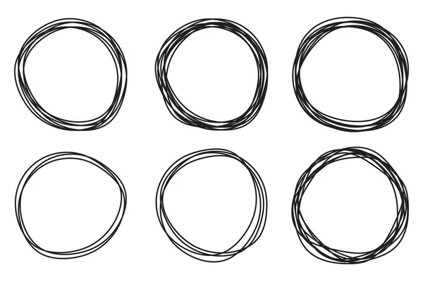 Croquis Circulaires Ronds Contour Stylo Bulle Avec Espace Vide Intérieur — Image vectorielle