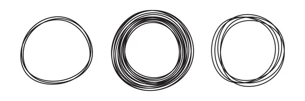 Okrągłe Okrągłe Szkice Zarys Pisaka Pustą Przestrzenią Wewnątrz Czarne Kręgi — Wektor stockowy