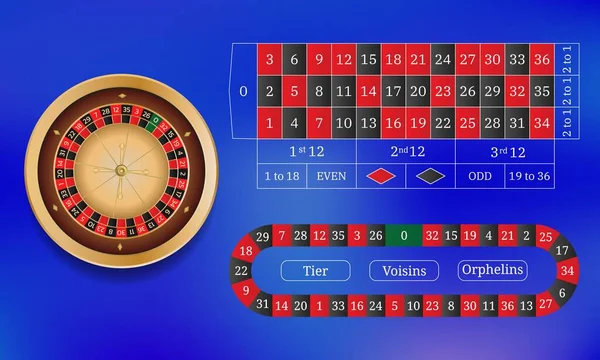 Ruleta Europea Casino Línea Pista Ruedas Ilustración Vectorial Estilo Plano — Archivo Imágenes Vectoriales