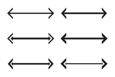 Beyaz üzerine izole edilmiş düz siyah oklar. Ok simgesi, imleç. Vektör illüstrasyonu.