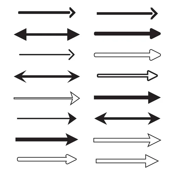 Set Straight Black Arrows Isolated White Arrow Icon Cursor Vector — Stock Vector