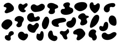 Damla biçiminde organik amip. Düzensiz yuvarlak şekilli grafik elementler kümesi. Karalama yapıyor. Çağdaş pankart.