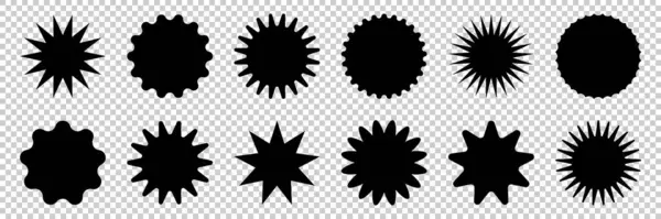 Ensemble Icônes Autocollantes Vectorielles Comportant Une Étiquette Forme Étoile Noire — Image vectorielle