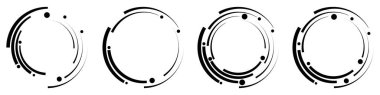 Soyut geometrik tasarım spiral çizgilerle daire şeklinde. Radyal dönüş şekli. Posterler, afişler, logolar, rozetler, sunumlar ve kitapçıklar için. Vektör illüstrasyonu.