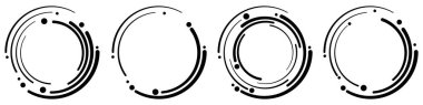 Soyut geometrik tasarım dairesel girdap şeklinde spiral çizgiler içeriyor. Radikal dönüş formu. Posterler, afişler, logolar, ikonlar, sunumlar ve kitapçıklar için. Vektör illüstrasyonu.