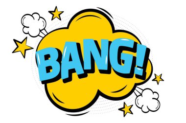 Çizgi roman, ses efekti, beyaz arkaplanda izole edilmiş çizgi film ifadesi. Retro pop sanat tarzı. Vektör illüstrasyonu.