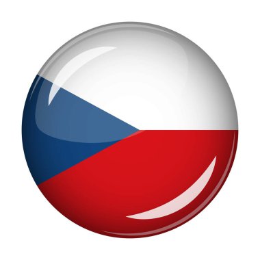 Yuvarlak şekilli bir ikon şeklinde Çek Cumhuriyeti bayrağı. Soyut kavram. Ulusal bayrağın şekli dışbükey. Vektör illüstrasyonu