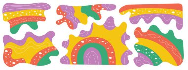 Sıvı organik şekilli soyut arkaplan modern ve renkli bir kompozisyon oluşturuyor. Vektör illüstrasyonu