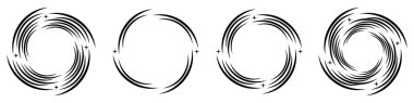 Soyut geometrik tasarım spiral çizgilerle daire şeklinde. Radyal dönüş şekli. Dört sarmal şekilli yıldızlar dairesel çerçeveler oluşturur..