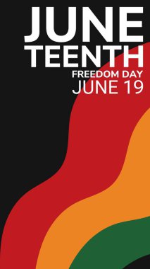 Afro-Amerikan tarihi ve kültürünü kutlayan kırmızı, yeşil, altın ve siyah renklerle Haziran özgürlük günü geçmişi