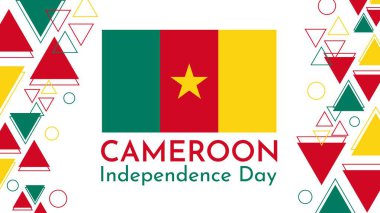 Geometrik elementlerle birlikte Kamerun 'un bağımsızlık günü. Vektör illüstrasyonu