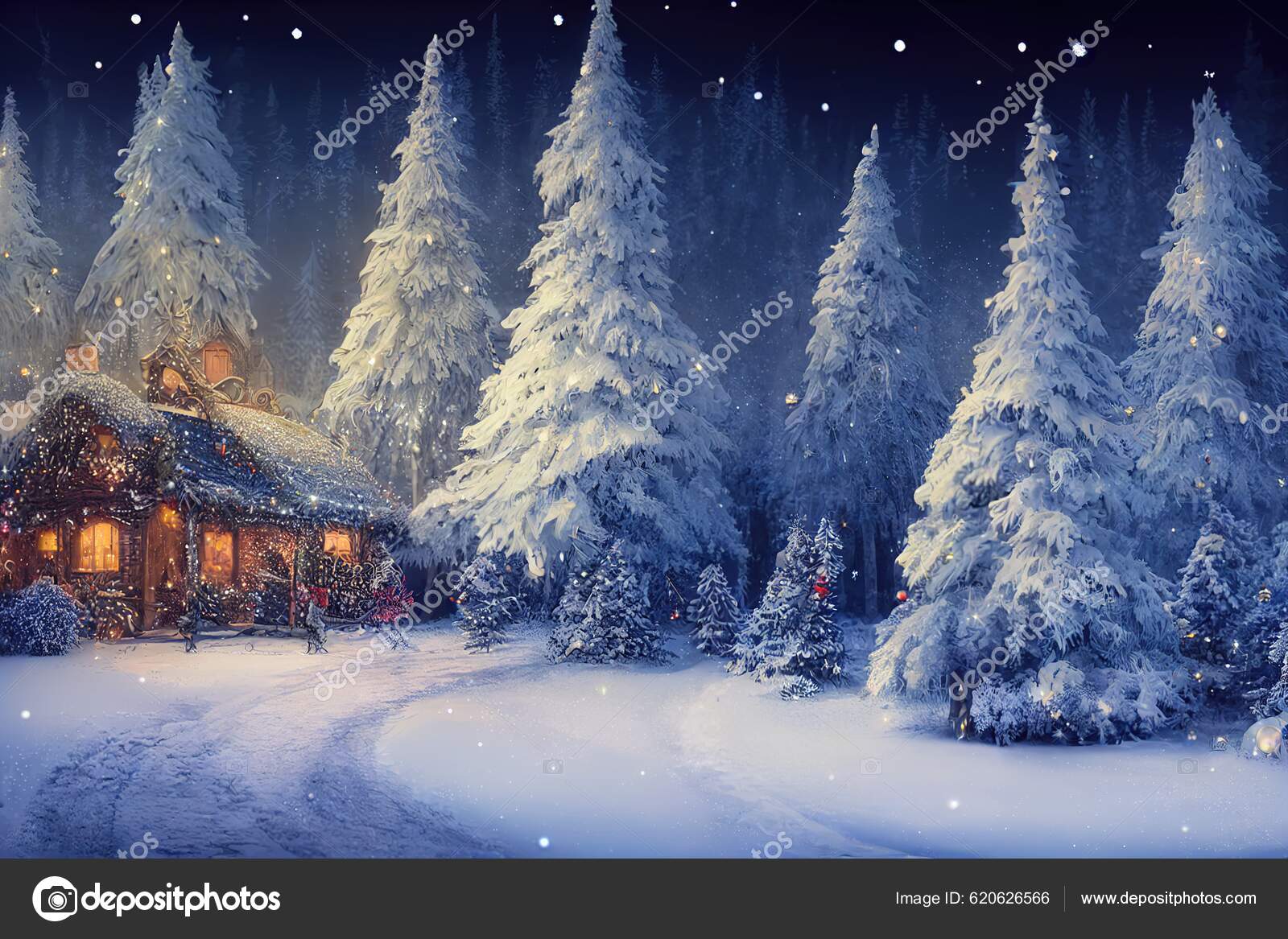 크리스마스 눈내리는 — 스톡 사진 © MarabuDesign #620626566, image size:1600x1167