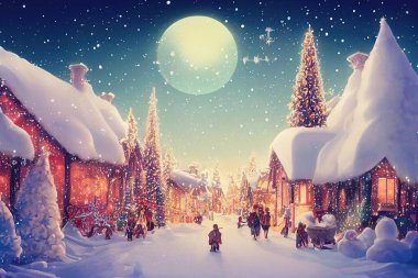 Christmas holiday snowy evening  clipart