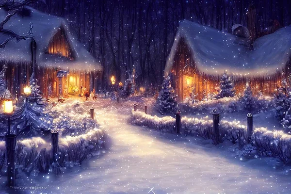 Vánoční Prázdniny Sněžný Večer — Stock fotografie