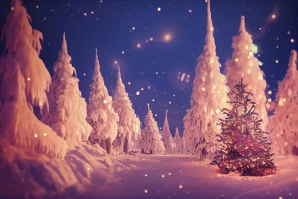 Χριστουγεννιάτικες Διακοπές Χιονισμένο Βράδυ — Φωτογραφία Αρχείου
