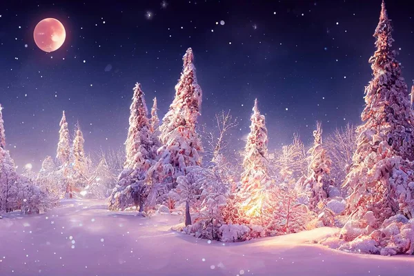 Karácsony Ünnep Havas Este — Stock Fotó