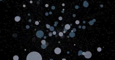 4K bokeh in magical motion design style on black background. Looped animated footage. Glitter orange purple cyan particles abstract background flickering particles with bokeh effect. 3D Rendering.