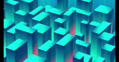 3D gradyan küp animasyonu, döngü perspektifi, fayans küp geometrik, mozaik kare, soyut sanat barı, blok, kutu dijital desen, arkaplan oluşturma.