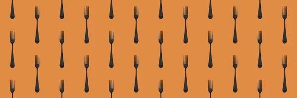 Pattern Fork Top View Yellow Orang Background Template Applying Surface — Stock Photo, Image