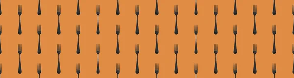 Pattern Fork Top View Yellow Orang Background Template Applying Surface — Stock Photo, Image