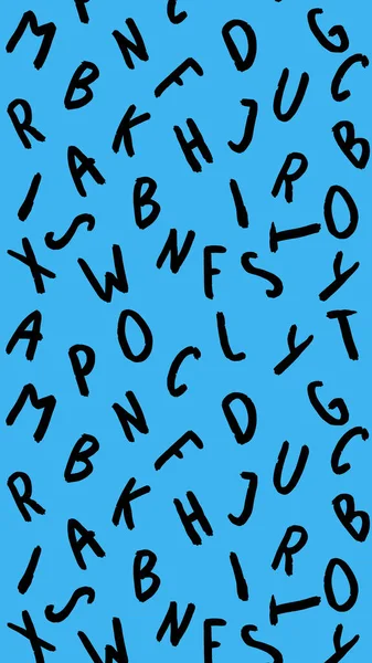 具有键盘符号图像的模板 一套字母 表面模板 蓝色背景 垂直图像 — 图库照片