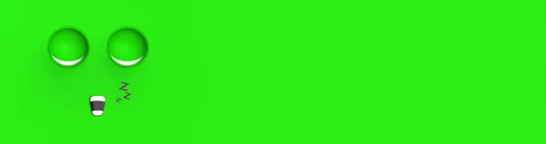 Zöld Arca Alvó Aranyos Karakter Aranyos Arc Relaxáció Aludj Pihenj — Stock Fotó