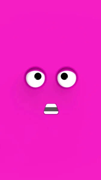 Pink Face Cute Character Cute Face Stupid Face Emotion Surprise — Stock Photo, Image
