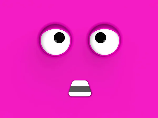 Pink Face Cute Character Cute Face Stupid Face Emotion Surprise — Stock Photo, Image