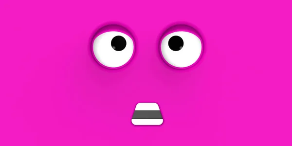 Rosto Rosa Personagem Bonito Cara Gira Cara Estúpida Emoção Surpresa — Fotografia de Stock
