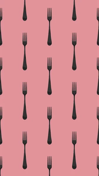 Pattern Fork Top View Pastel Purple Red Background Template Applying — Stock Photo, Image