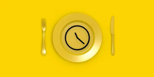 Fogyás Koncepció Fogyókúra Étkezés Menetrend Szerint Egy Óra Tányéron Vízszintes — Stock Fotó