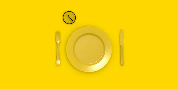 Fogyás Koncepció Fogyókúra Étkezés Menetrend Szerint Egy Óra Tányéron Vízszintes — Stock Fotó
