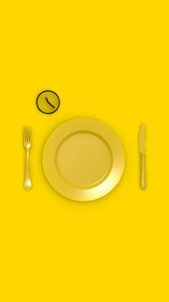 Fogyás Koncepció Fogyókúra Étkezés Menetrend Szerint Egy Óra Tányéron Függőleges — Stock Fotó