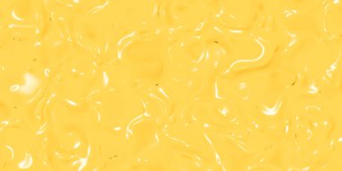 Sarı cam yüzeyinin soyut dokusu. Suyun parlak yüzeyi. Sıvı erimiş altın dokusu. Yatay görüntü. Bölgeye yerleştirme pankartı. 3 boyutlu görüntü. 3B görüntüleme.