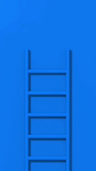 stock image blue staircase on blue background. Staircase stands vertically near wall. Way to success concept. Vertical image. 3d image. 3D rendering.