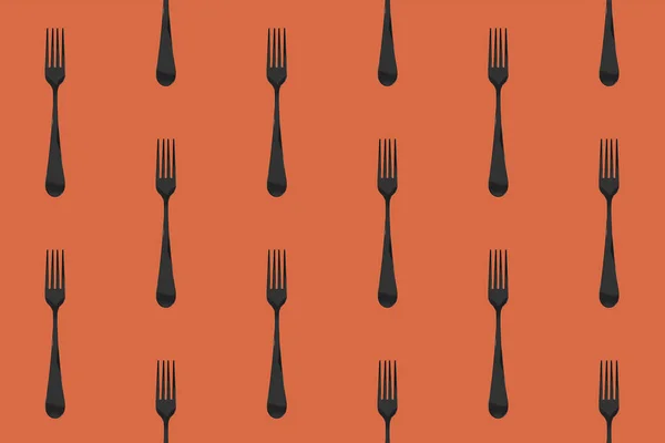 Pattern Fork Top View Red Orange Background Template Applying Surface — Stock Photo, Image