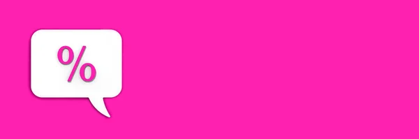 Rózsaszín Százalék Jel Fehér Üzenőfalon Kamatelvonási Jelzés Kedvezményes Értesítések Üzenet — Stock Fotó